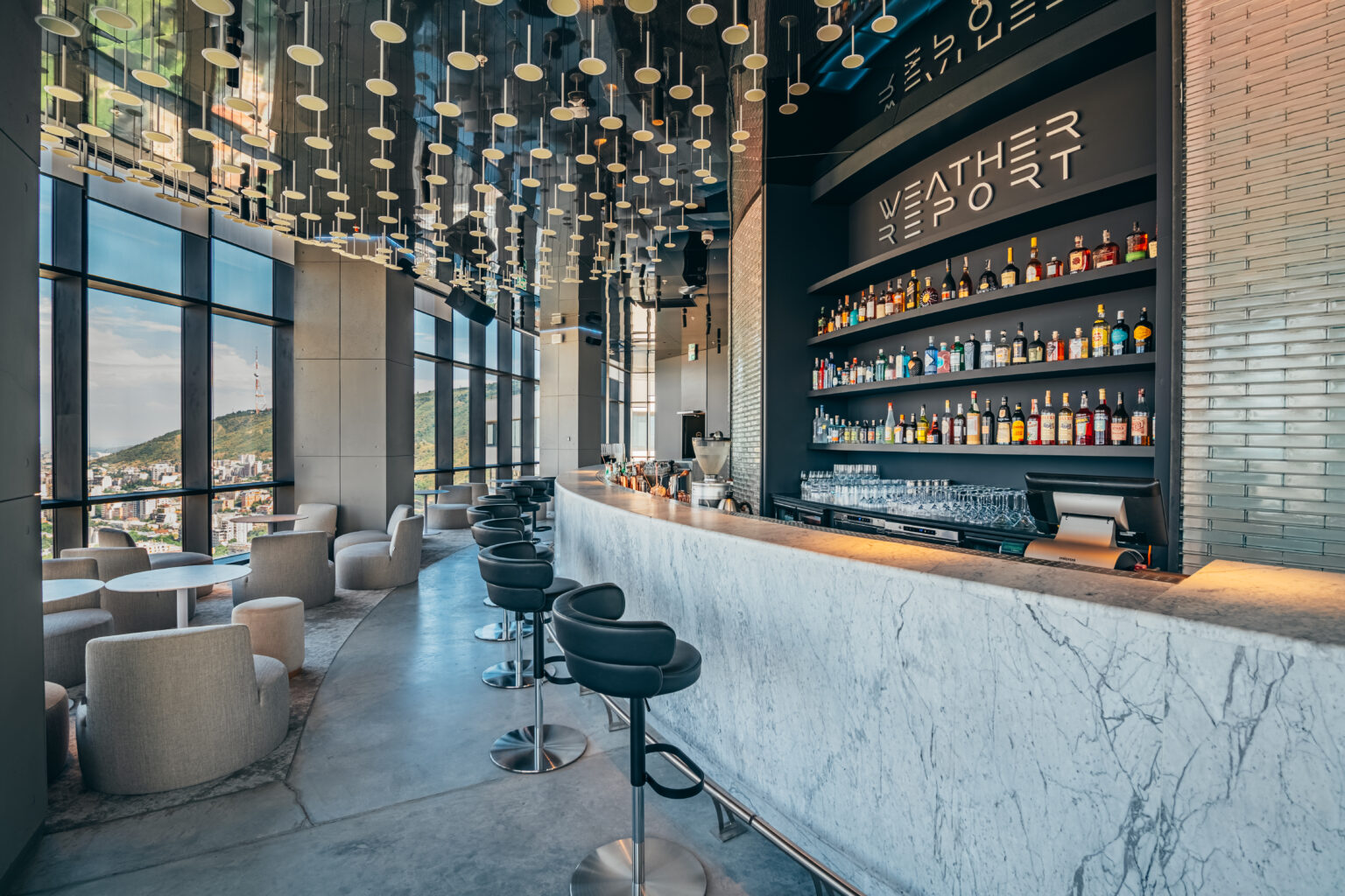 Terrace and view at Weather Report Sky Bar, Tbilisi