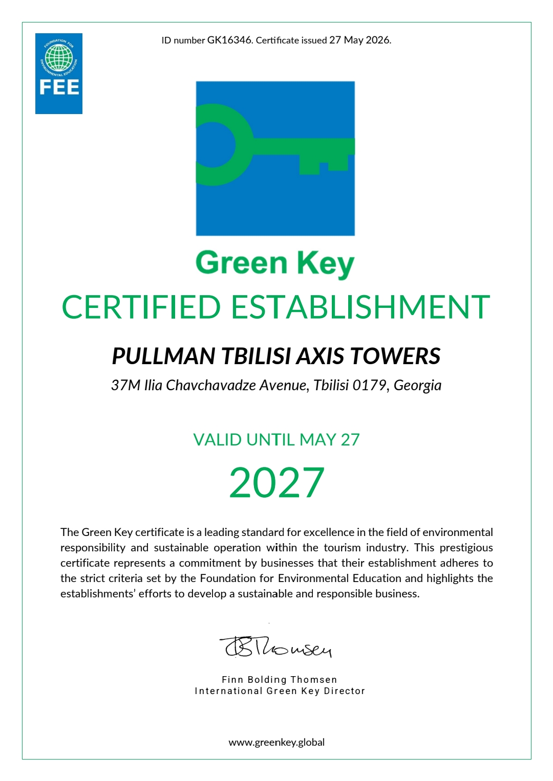 Green Key Certificate_PULLMAN TBILISI AXIS TOWERS__260811_105855
